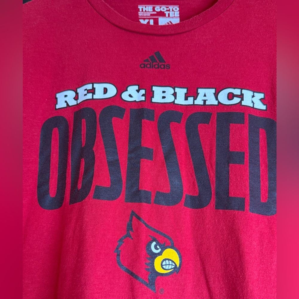VINTAGE ADIDAS Red & Black Obsessed Men's Shirt - Picture 2 of 6